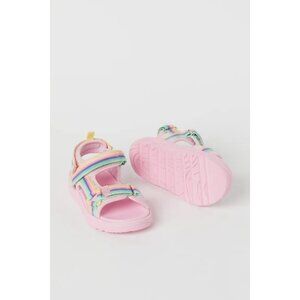 NWT H&M Girls Strappy Sandals in Light pink/rainbow-colored Size US‎ 10.5